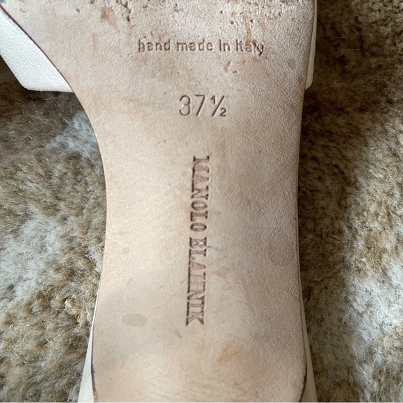 Manolo Blahnik Braided Leather Mule Slide Open Toe Kitten Heel Sandals Sz 37 1/2 - Picture 9 of 15